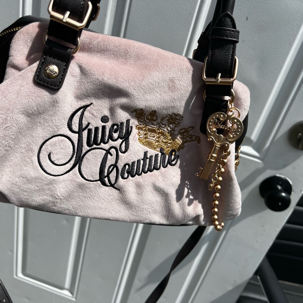 Juicy Couture Soft Pink Embroidered Crossbody with Gold Charm